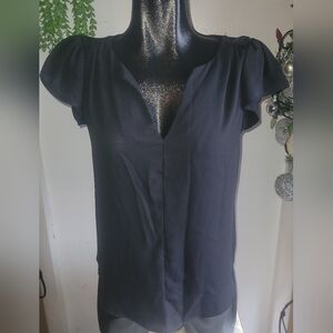La Scala Black Short Sleeve Pullover Top
